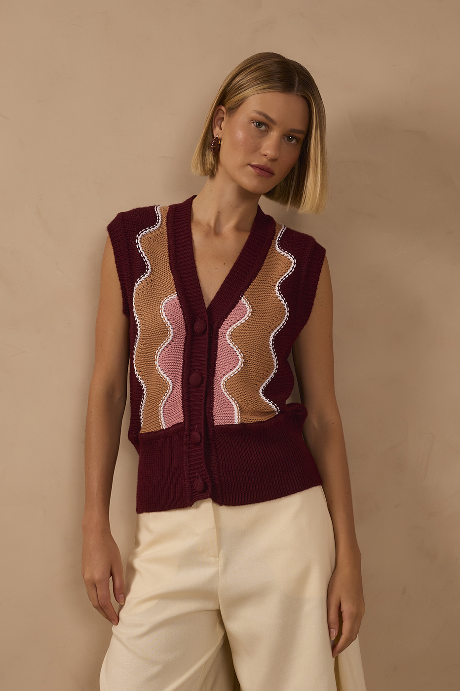 Multicolor Sleeveless Tricot Vest_1