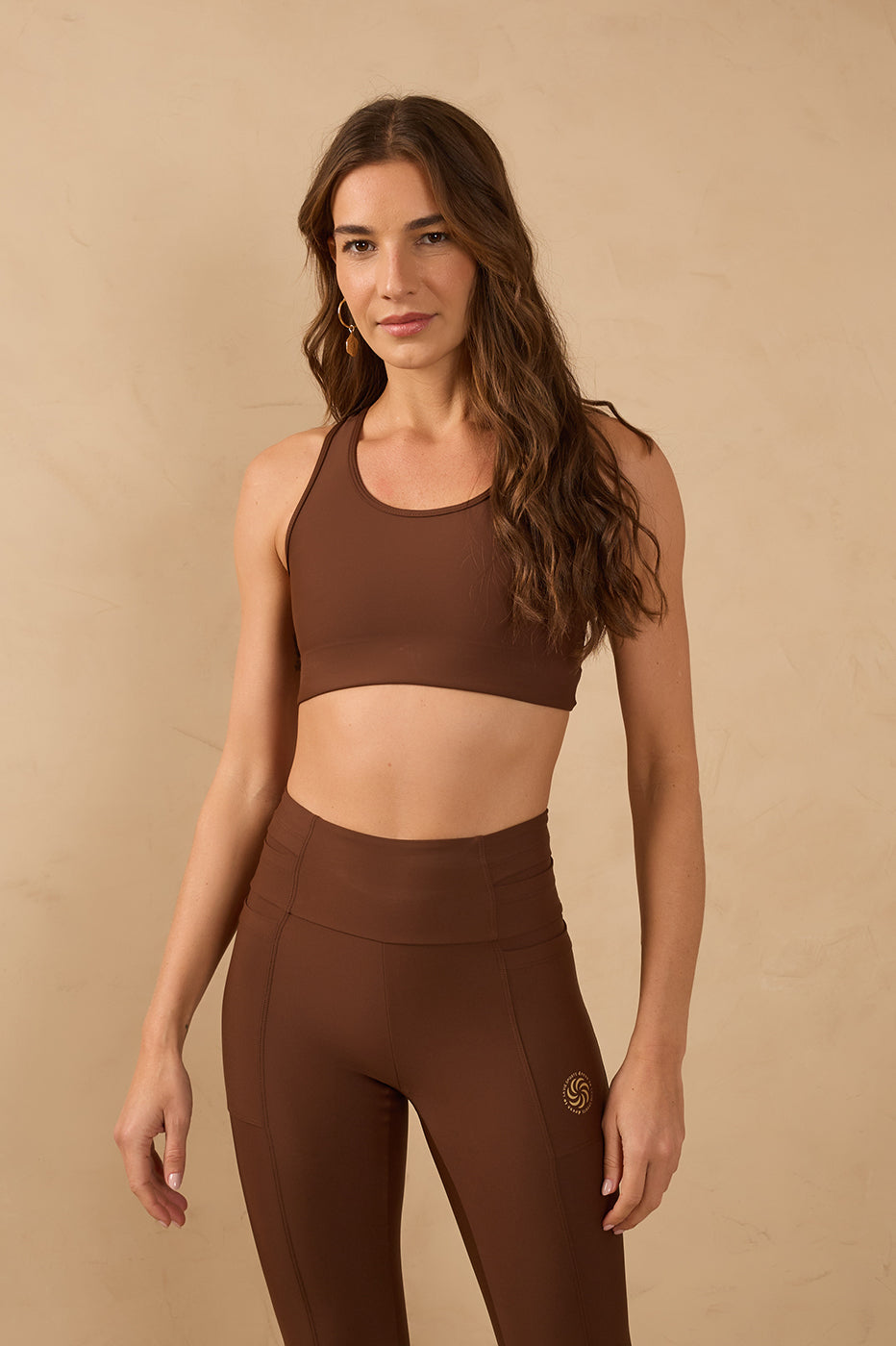 Brown Workout Fitted Super Pocket Top_1