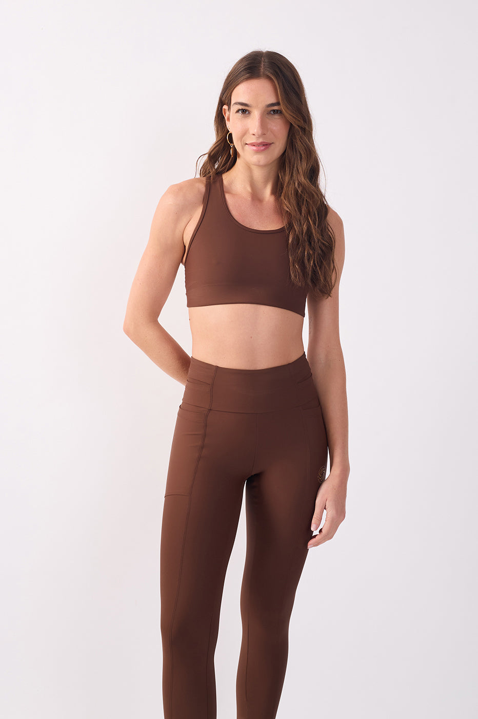 Brown Workout Fitted Super Pocket Top_2