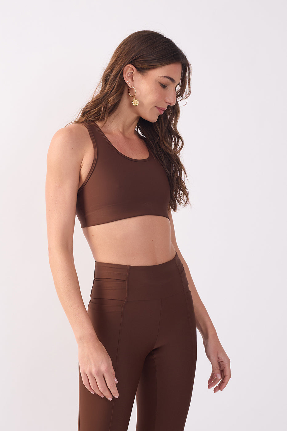 Brown Workout Fitted Super Pocket Top_3