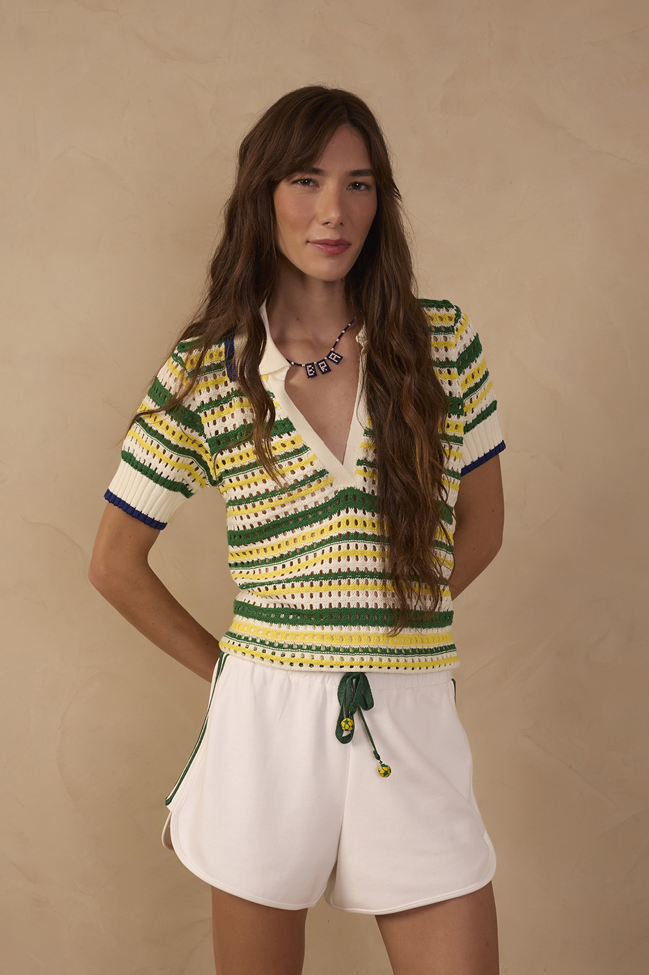 Off-White Brazil Stripes Tricot Polo Blouse_1