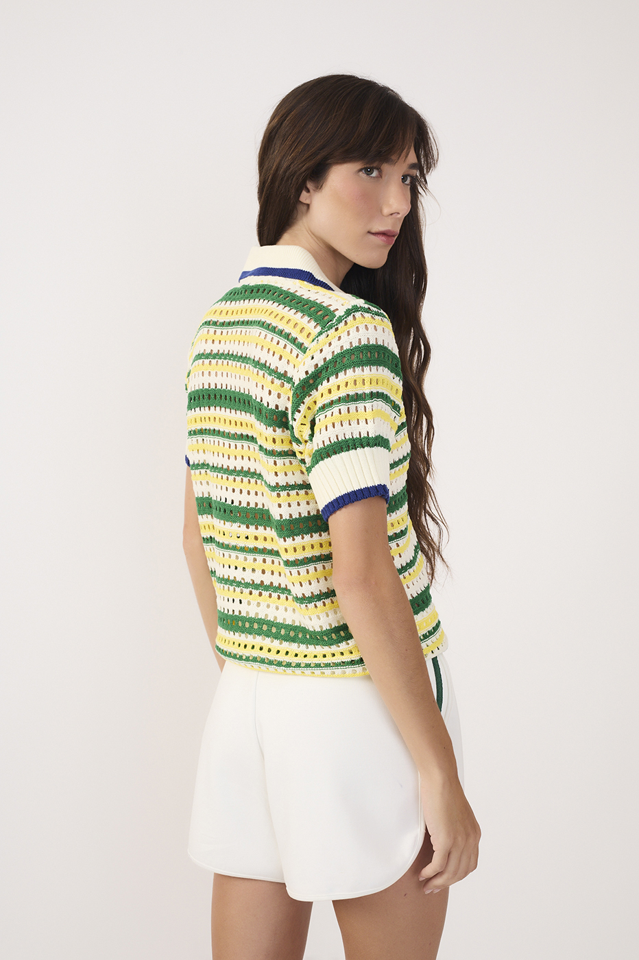 Off-White Brazil Stripes Tricot Polo Blouse_5