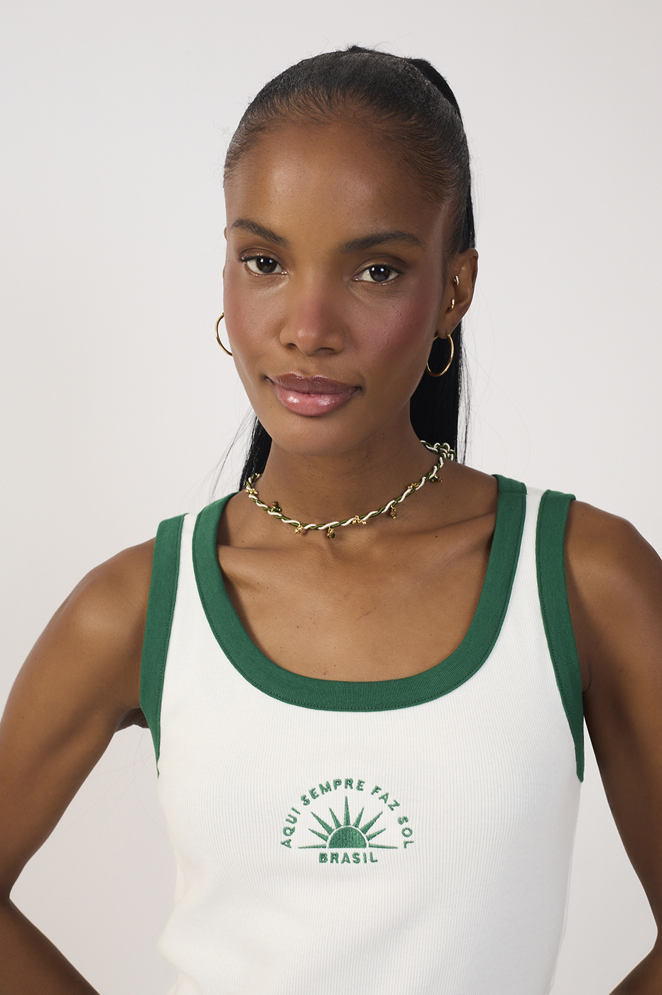 Off-White Brazil Embroidered Ribbed Tank Top_6