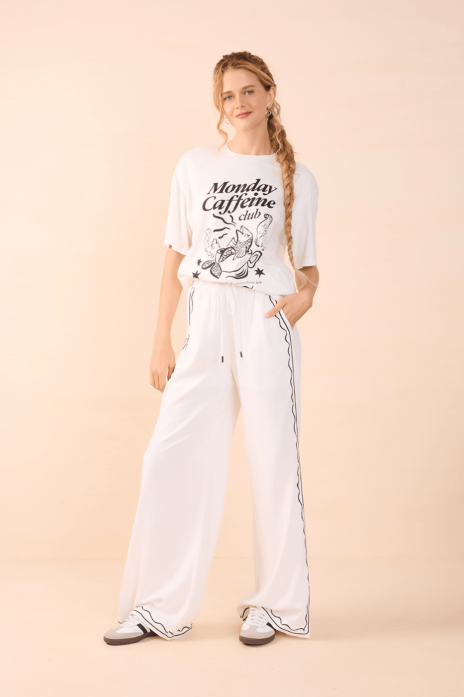 Off-White Silk "Caffeine Club" T-Shirt_1