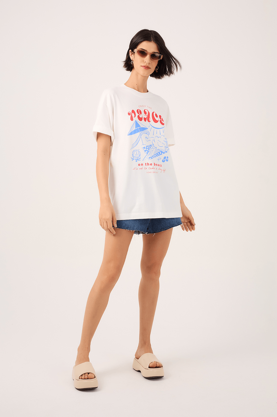Off-White Silk "Enjoy the Peace" T-Shirt_2