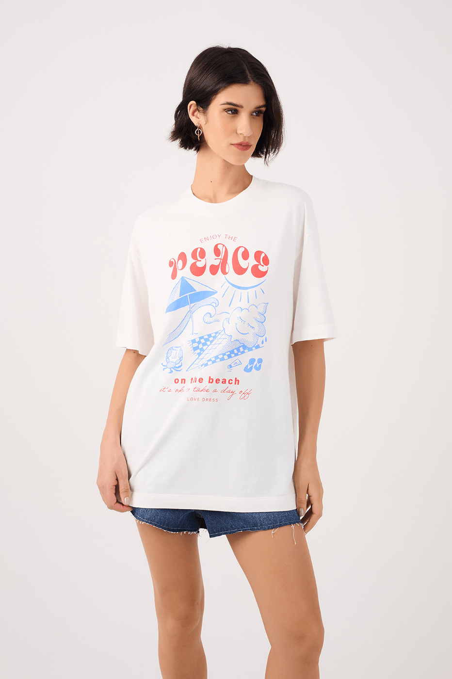 Off-White Silk "Enjoy the Peace" T-Shirt_3