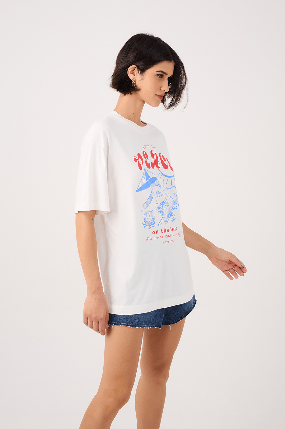 Off-White Silk "Enjoy the Peace" T-Shirt_4