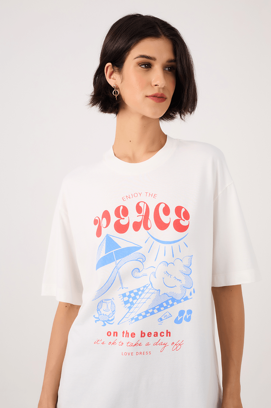 Off-White Silk "Enjoy the Peace" T-Shirt_5