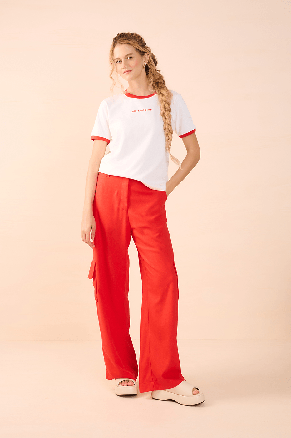 Off-White Embroidered "Piece and Quiet" T-Shirt_1