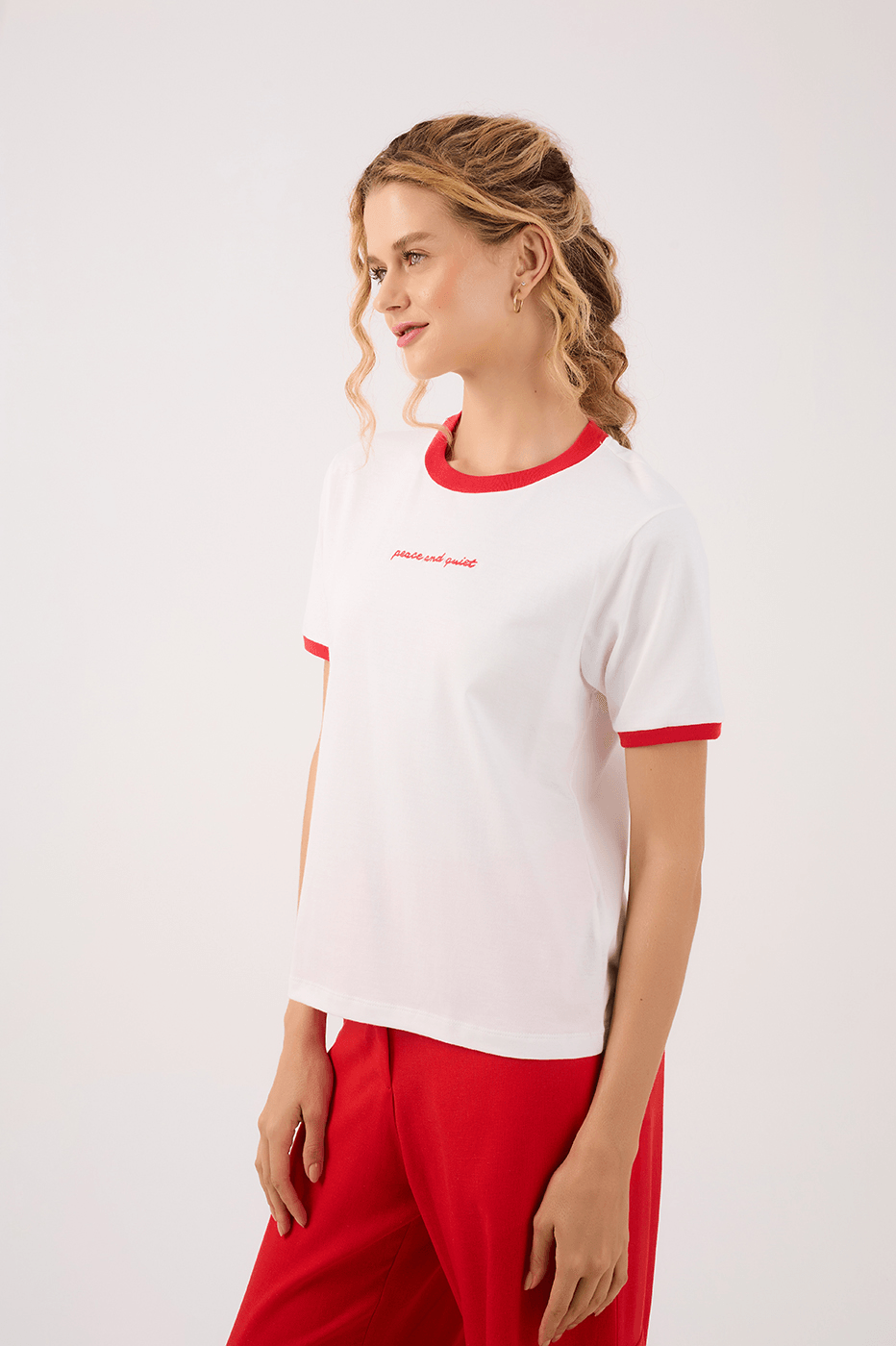 Off-White Embroidered "Piece and Quiet" T-Shirt