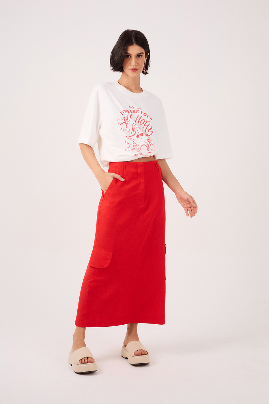 Off-White Silk "Happy Soul" T-Shirt_2