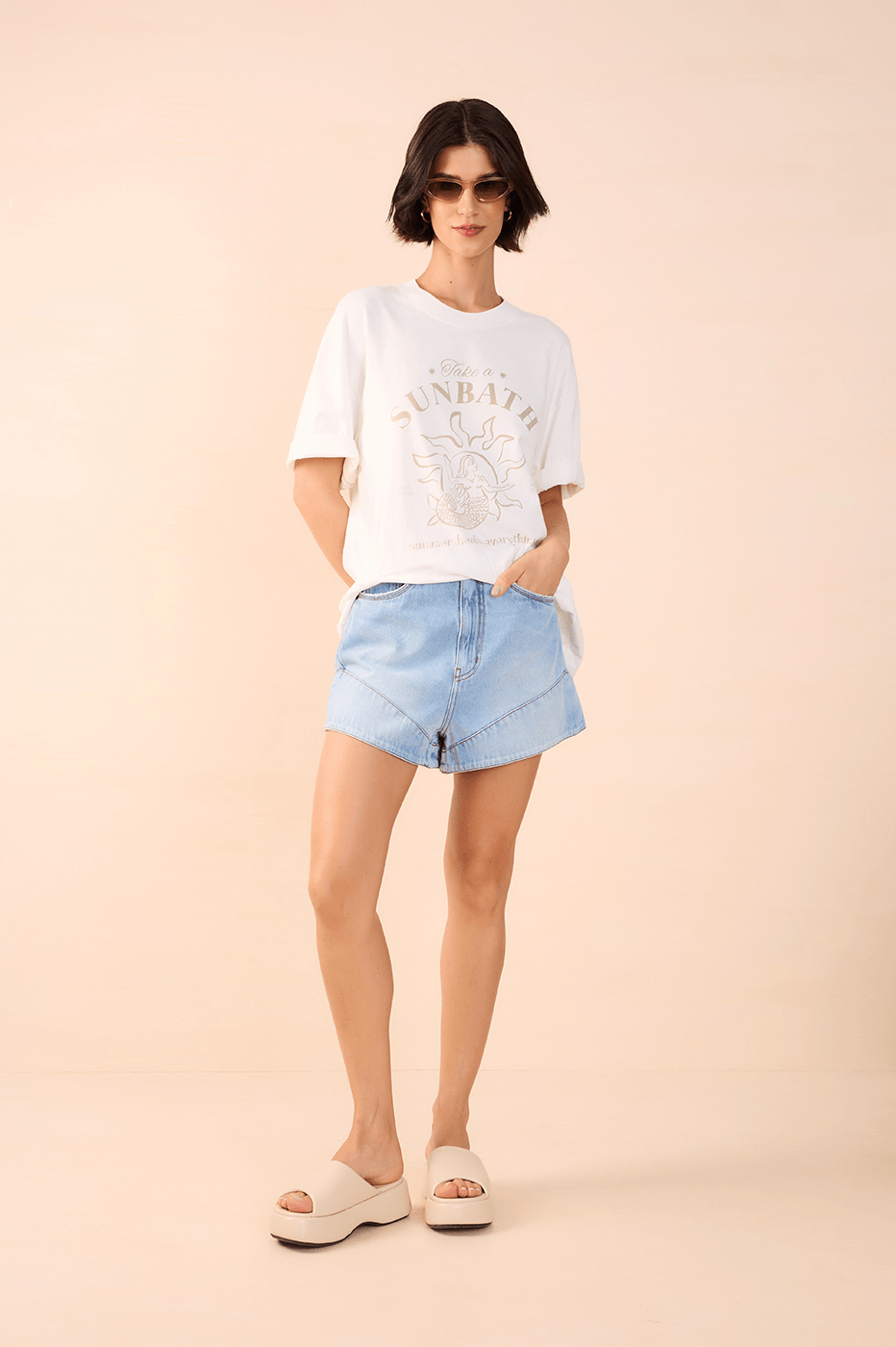 Off-White Silk "Sunbath" T-Shirt