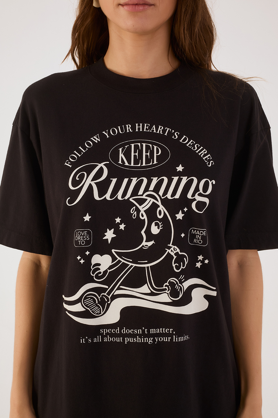 Black Keep Running Crew Neck Short Sleeve Graphic T-Shirt_5