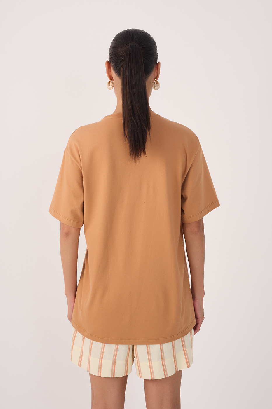 Beige Crew Neck Short Sleeve T-Shirt_5