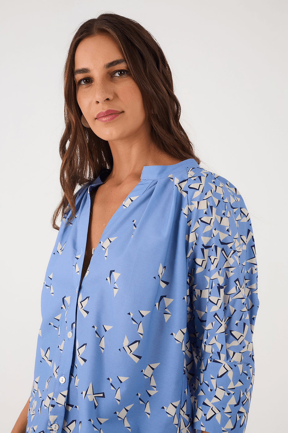 Blue Voo Livre Print Blouse