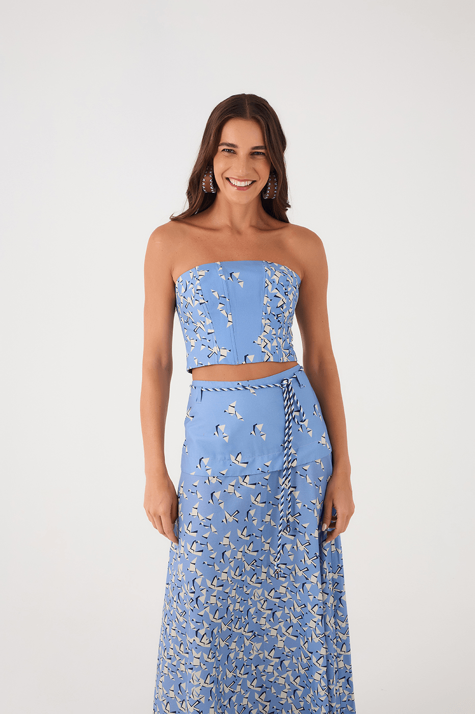 Blue Voo Livre Removable Straps Smocked Crop Top