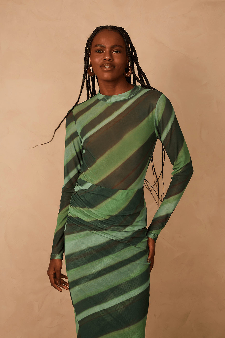 Green Floresta Long Sleeve Tulle Bodysuit_1