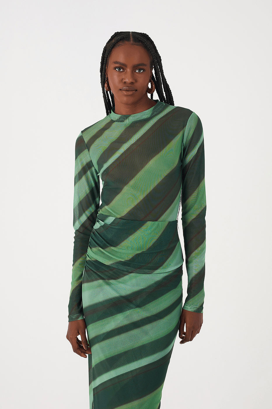 Green Floresta Long Sleeve Tulle Bodysuit_2