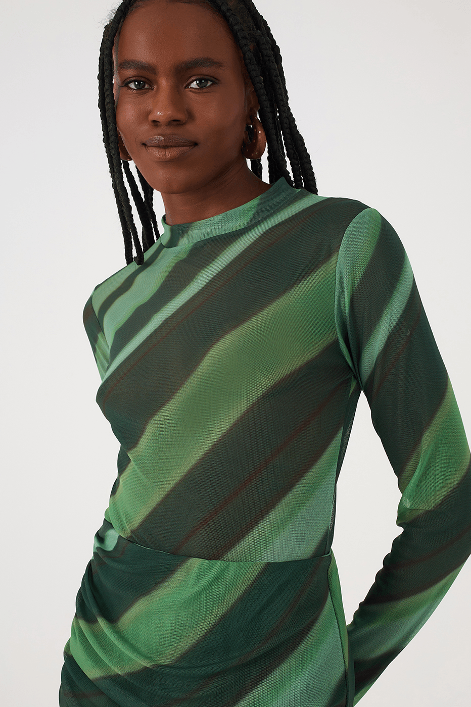 Green Floresta Long Sleeve Tulle Bodysuit_3