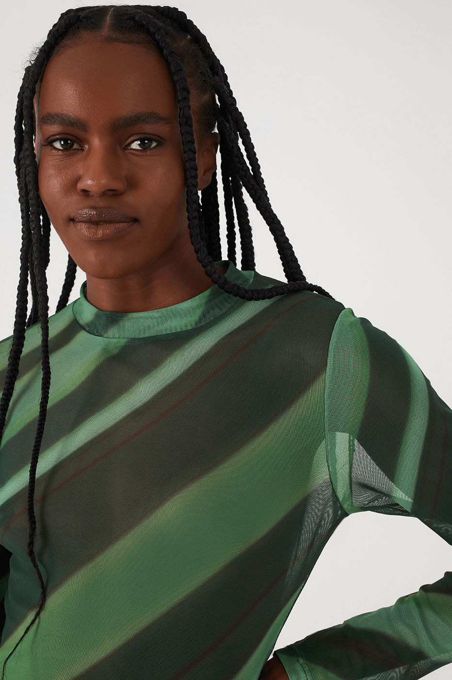 Green Floresta Long Sleeve Tulle Bodysuit_5