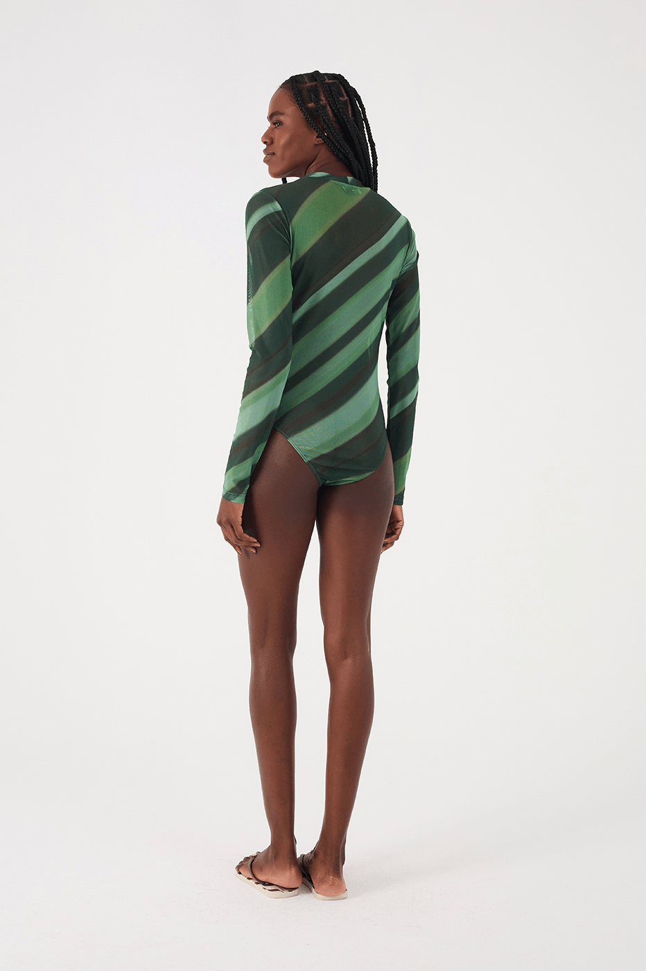 Green Floresta Long Sleeve Tulle Bodysuit_6
