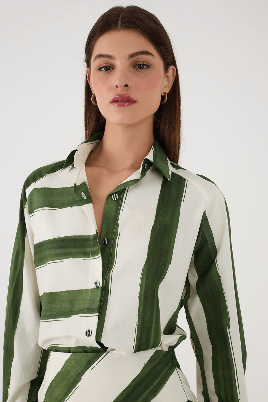 Green Natureza Printed Buttons Collared Shirt_3