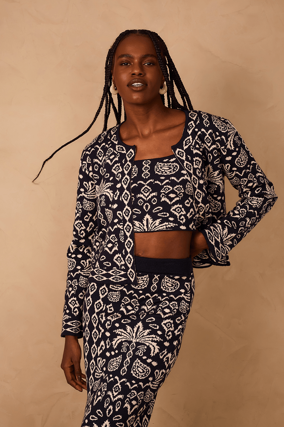 Black Tropikat Square Neck Tricot Crop Top_1