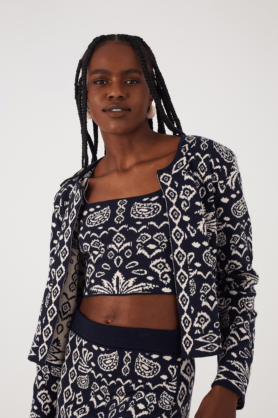 Black Tropikat Square Neck Tricot Crop Top_3