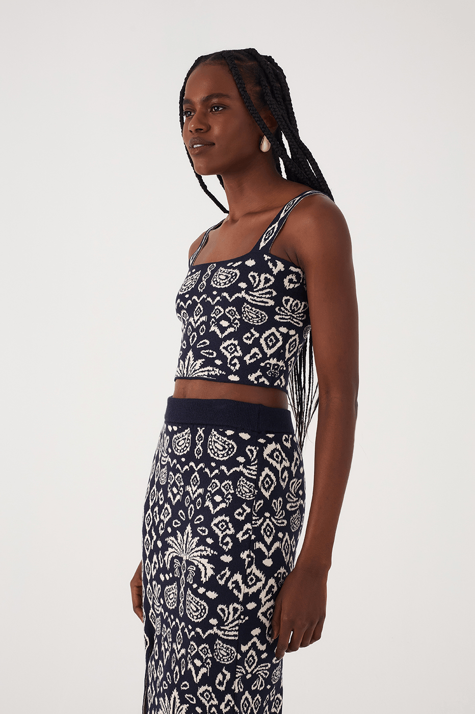 Black Tropikat Square Neck Tricot Crop Top_4