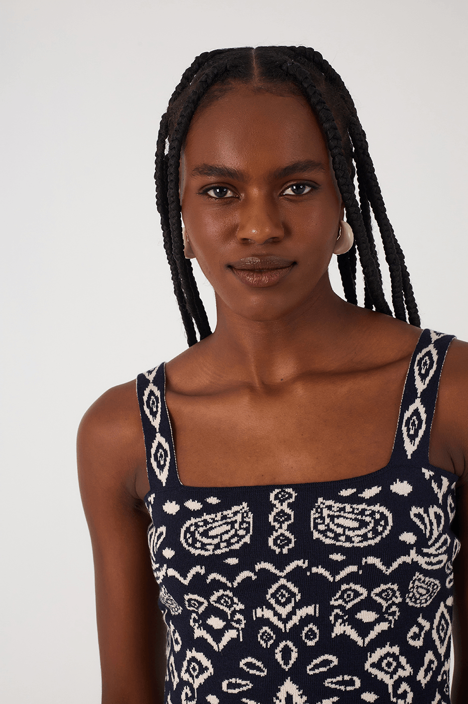 Black Tropikat Square Neck Tricot Crop Top_6