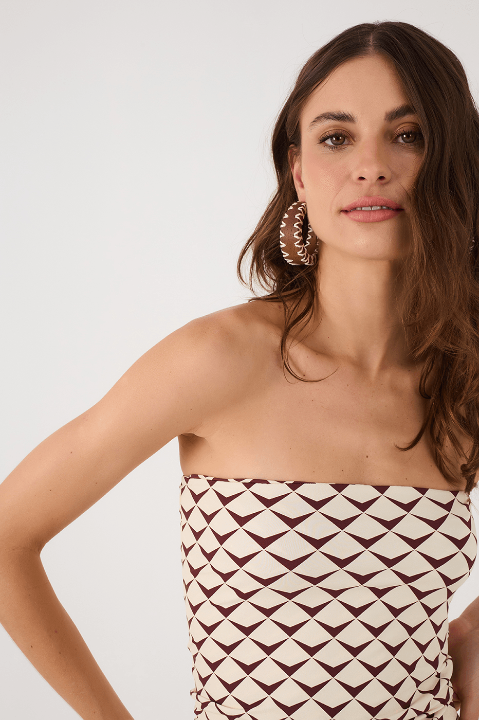 Brown Asa Delta Strapless Reversible Top