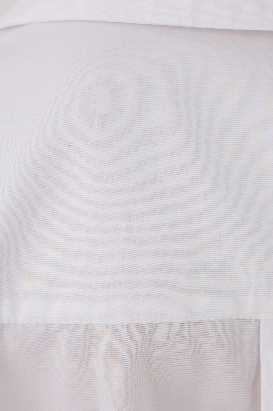 White Collared Buttoned Cuff Ties Cotton Shirt_7