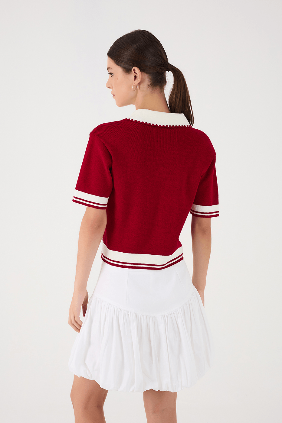 Red Encanto Embroidered Tricot Polo Shirt