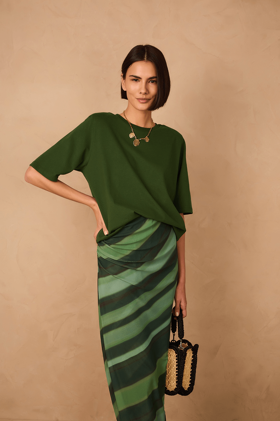 Green Botanico Padded Shoulders T-Shirt_1