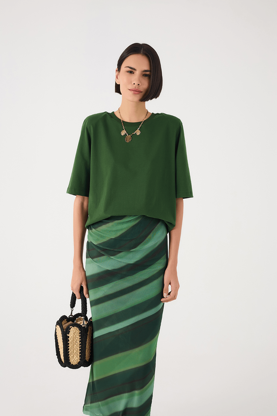 Green Botanico Padded Shoulders T-Shirt_2