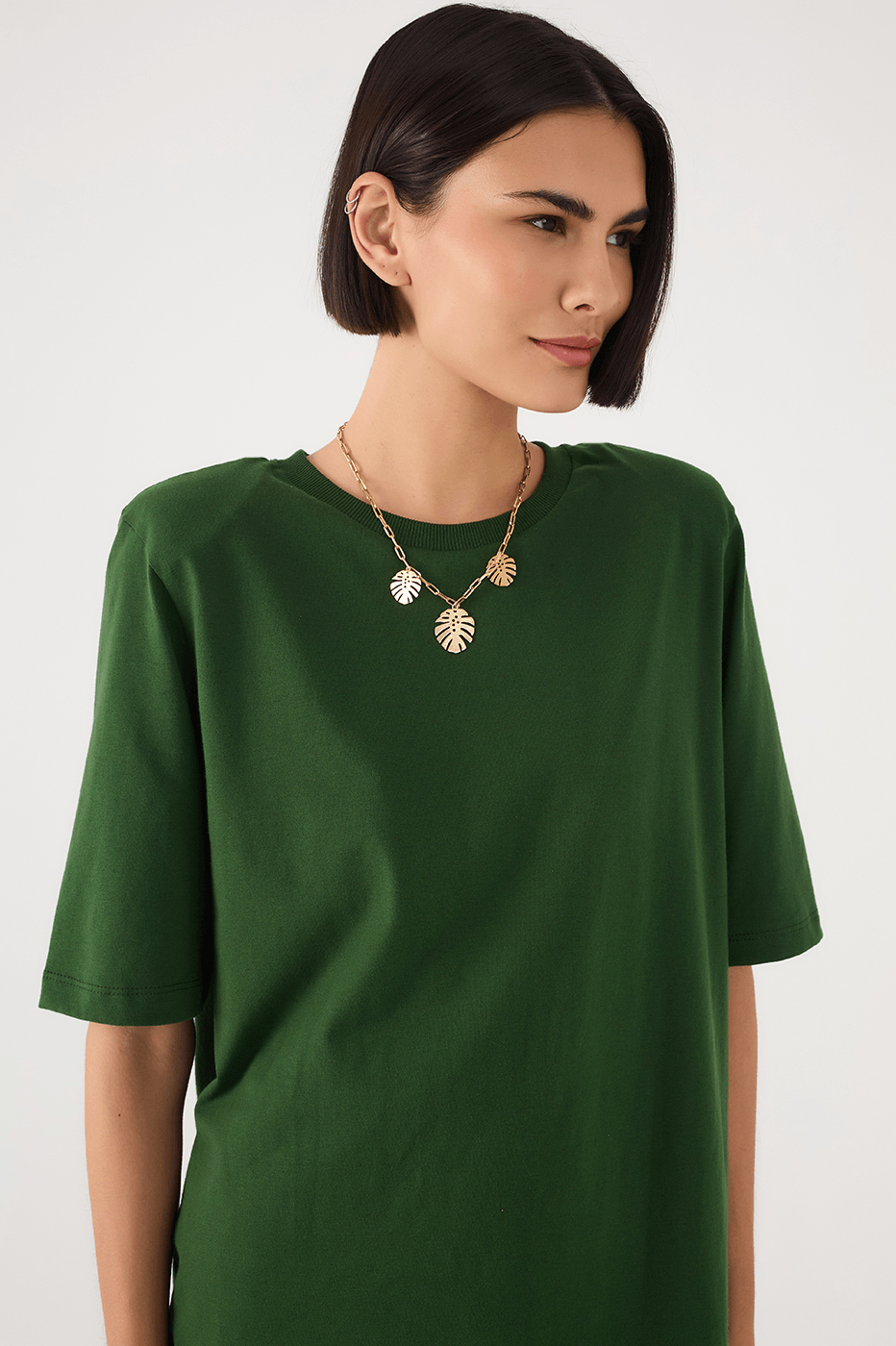Green Botanico Padded Shoulders T-Shirt_4