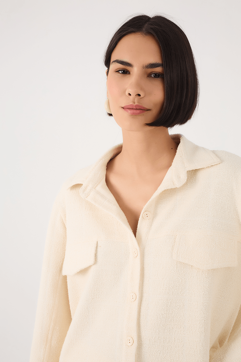 Off-White Embroidered Sun Buttoned Collared Boucle Shirt_4