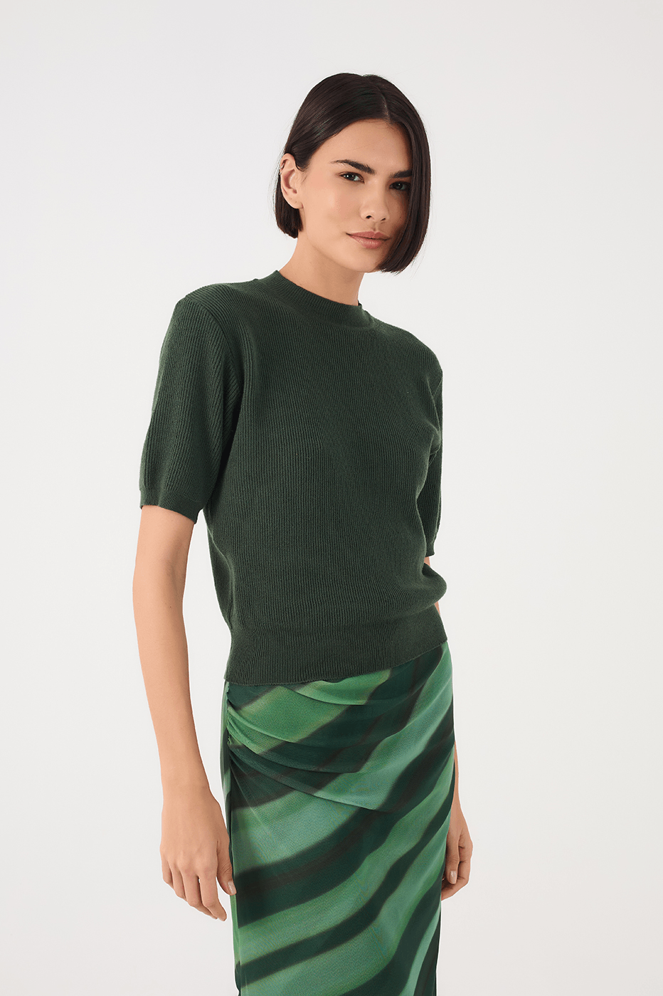 Off-White Short Sleeve Crew Neck Tricot Blouse_3