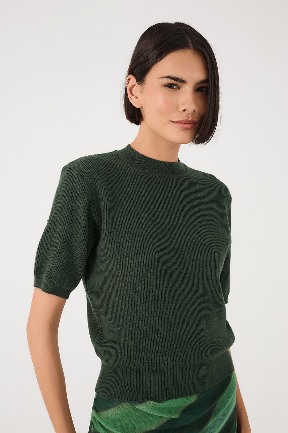 Off-White Short Sleeve Crew Neck Tricot Blouse_4