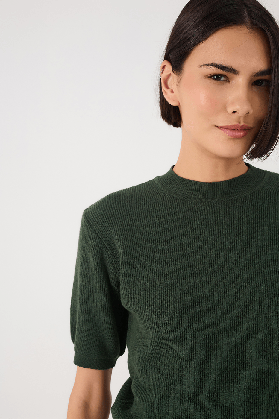 Off-White Short Sleeve Crew Neck Tricot Blouse_5