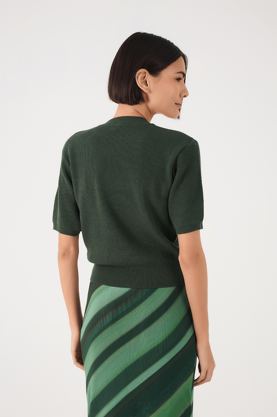 Off-White Short Sleeve Crew Neck Tricot Blouse_6