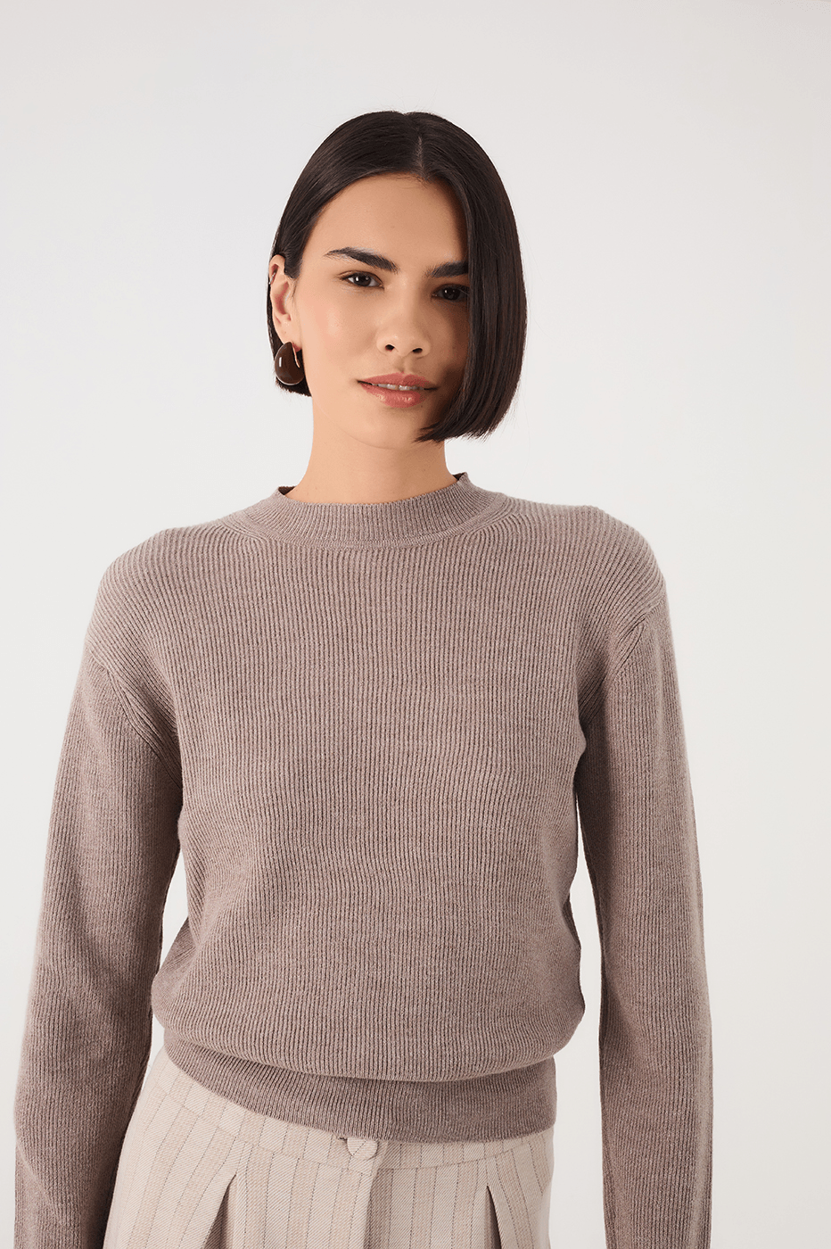 Gray Crew Neck Tricot Sweater_2