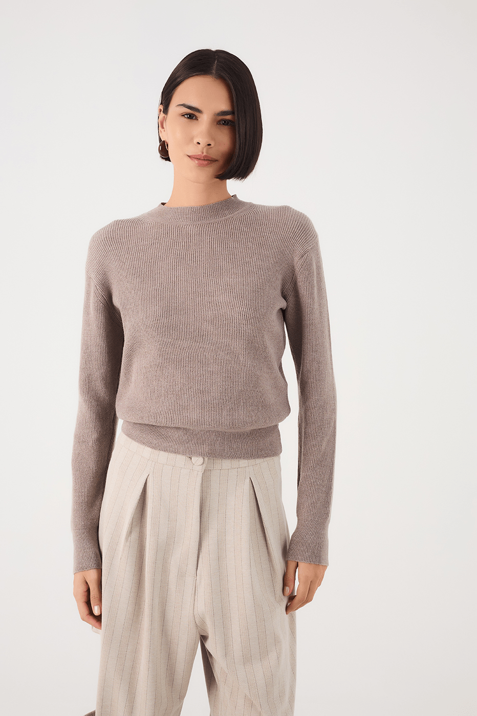 Gray Crew Neck Tricot Sweater_3
