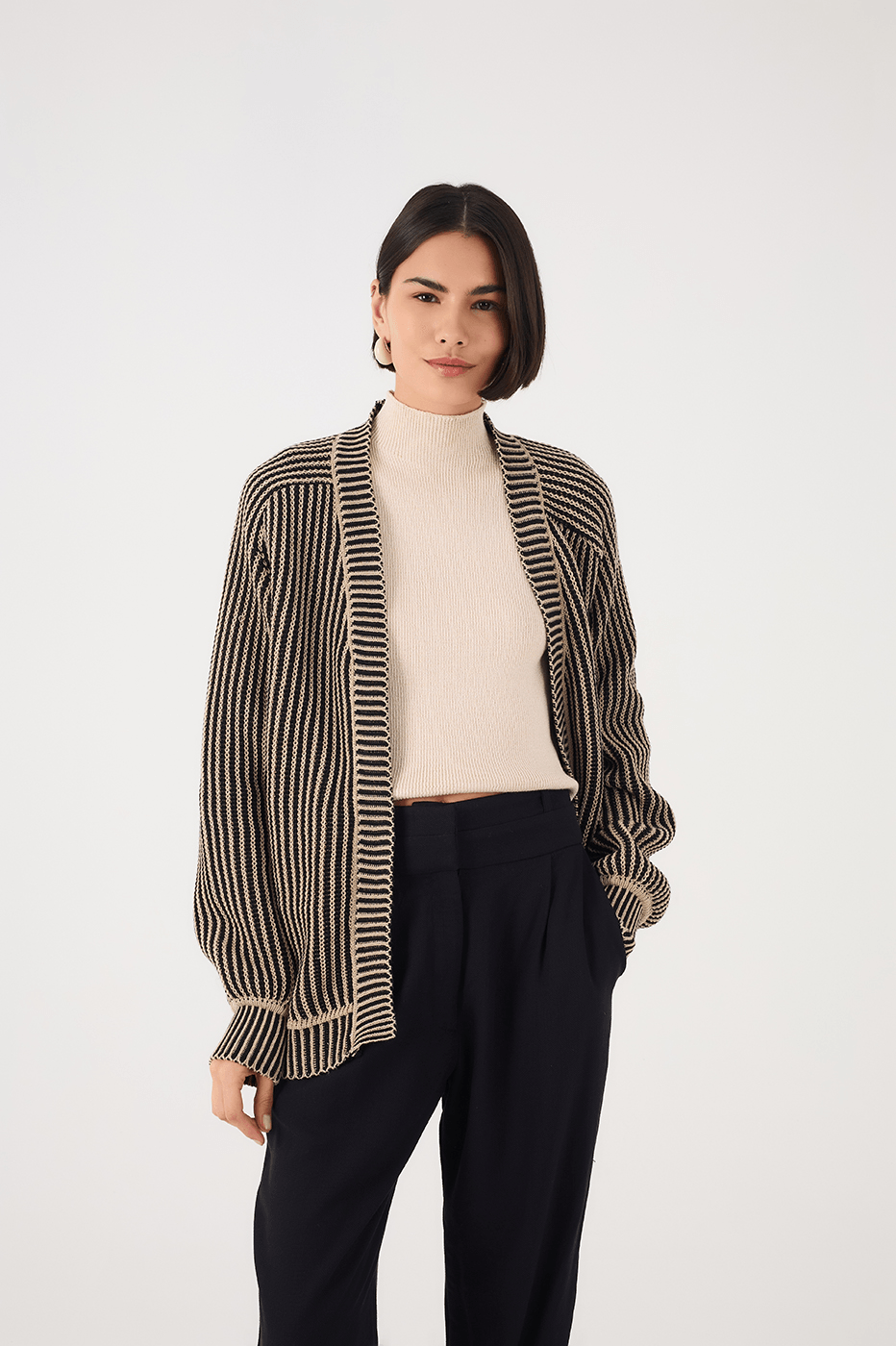 Off-White High Neck Ribbed Tricot Blouse_2