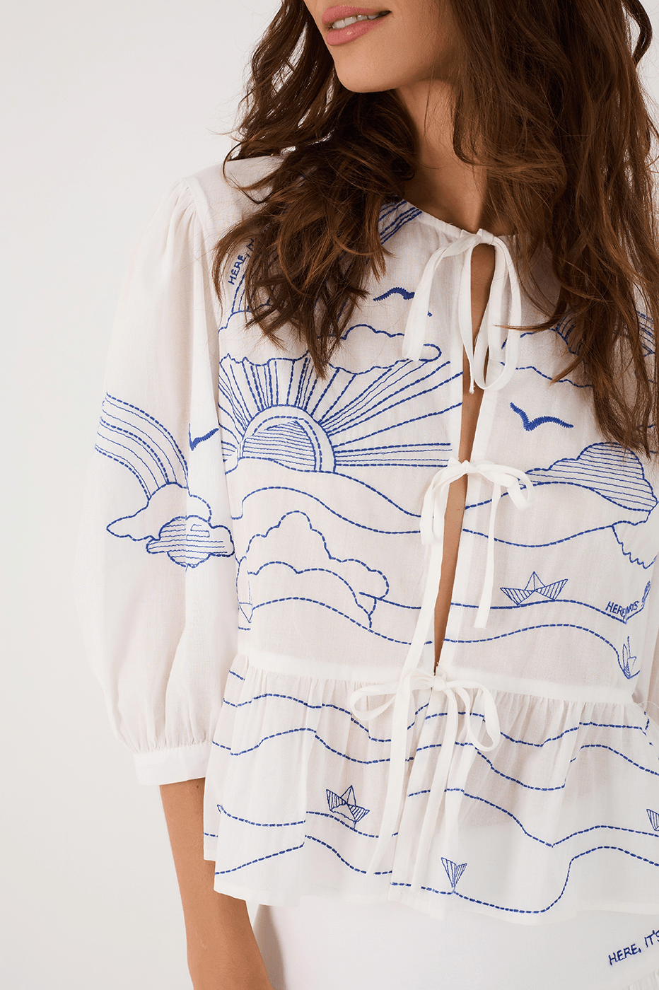 Embroidered Voile Gown