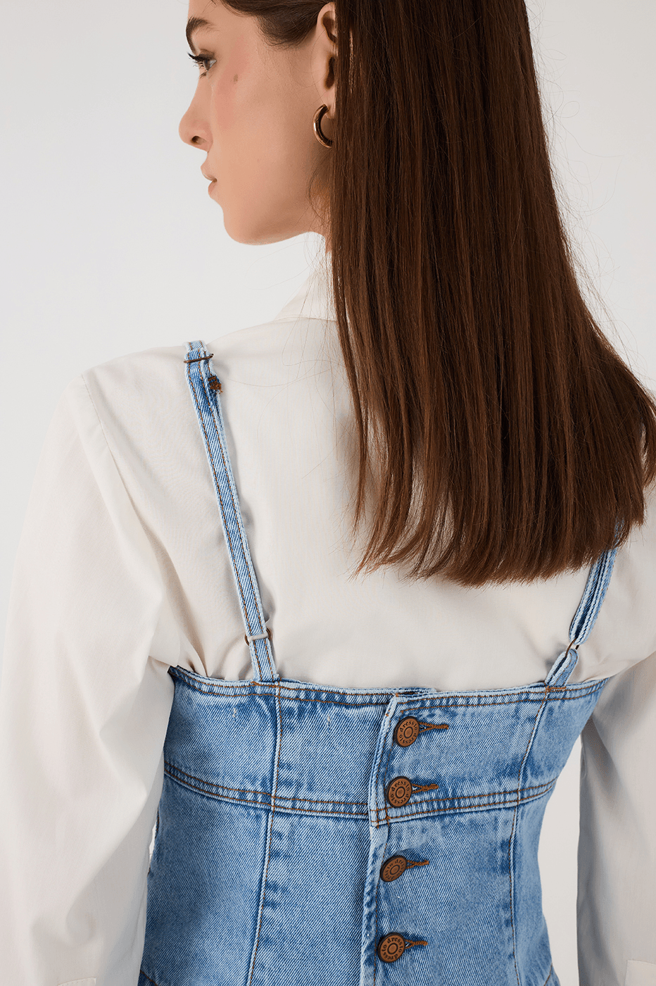 Denim Square Neck Sleeveless Back Buttons Crop Top_6