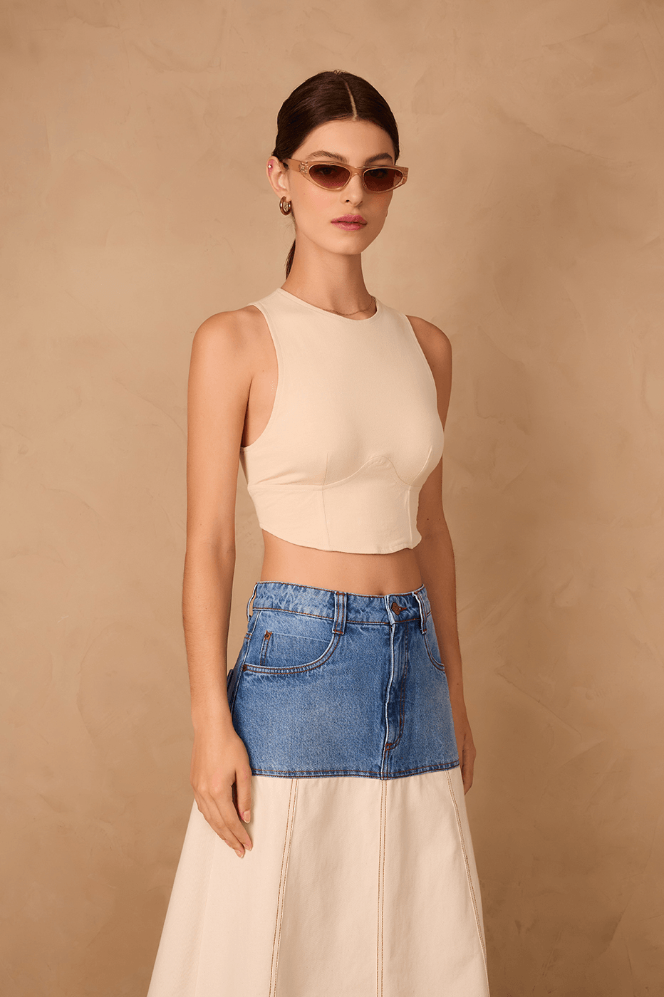 Off-White Sleeveless Corset Crop Top
