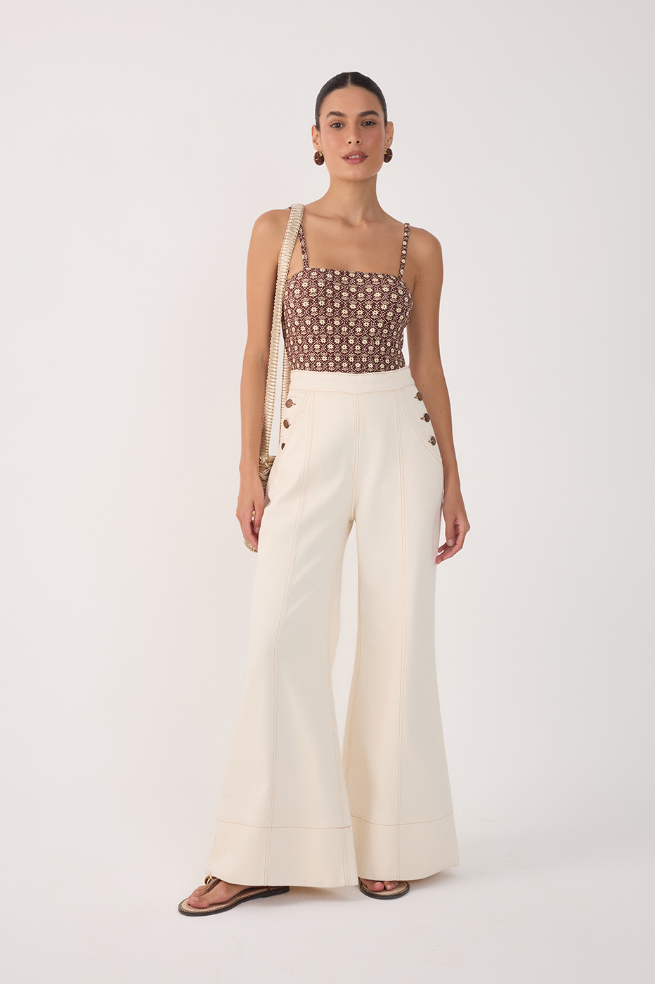 Off-White Buttoned Pockets Wide-Leg Pants_2