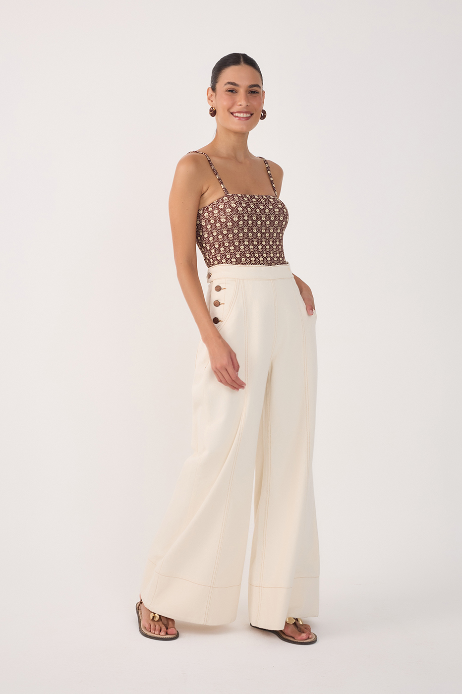 Off-White Buttoned Pockets Wide-Leg Pants_3