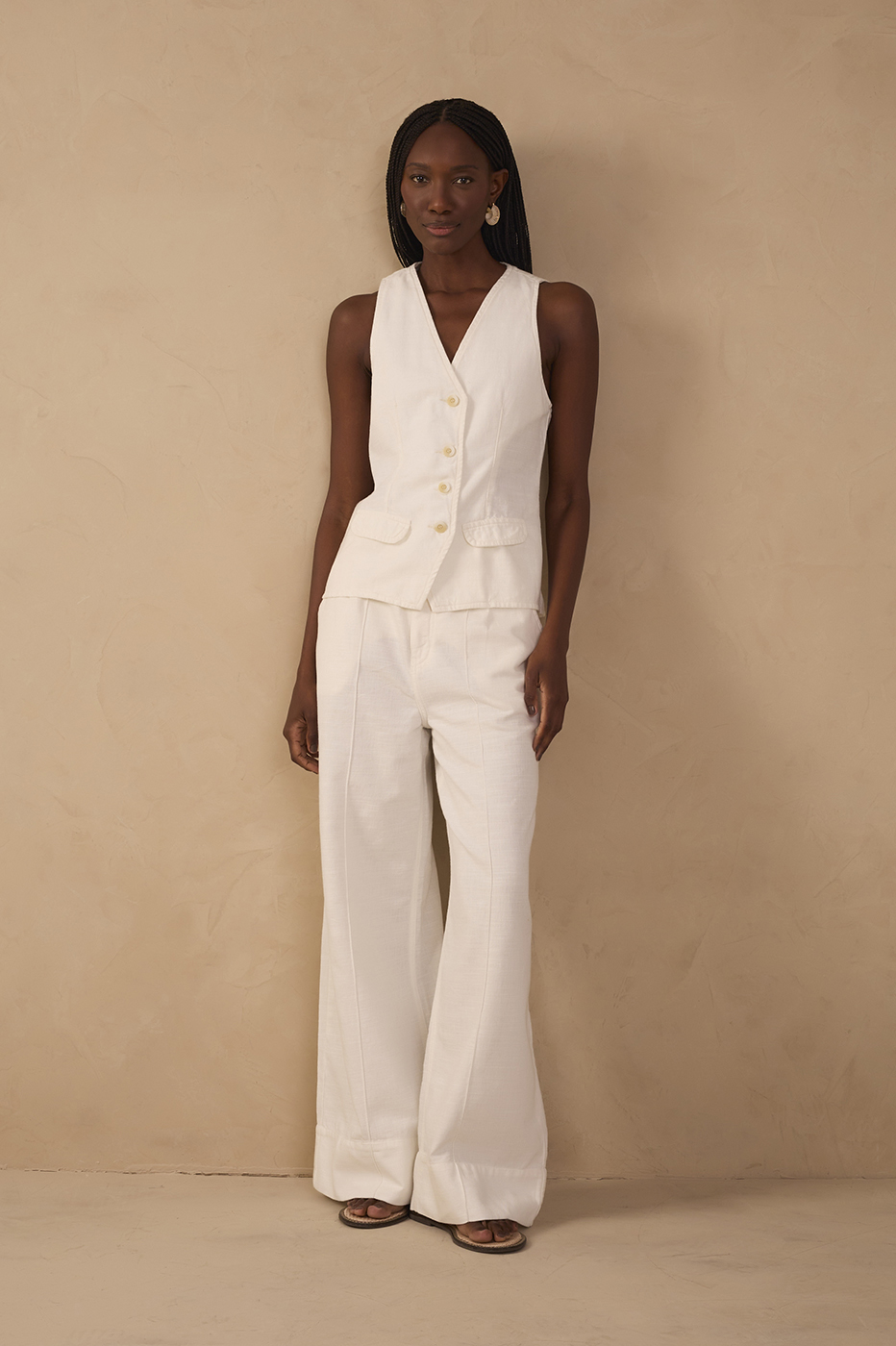 Off-White Topstitching Linen Twill Pants_1